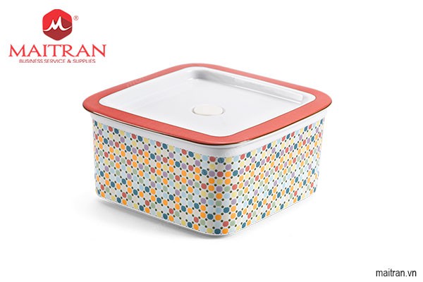 Hộp sứ dưỡng sinh vuông đựng thực phẩm 15 cm + nắp - Mosaic (LTD)