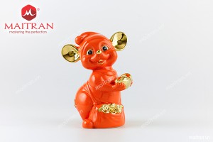 Tượng Chuột Quý 24 cm Màu cam Trang trí vàng